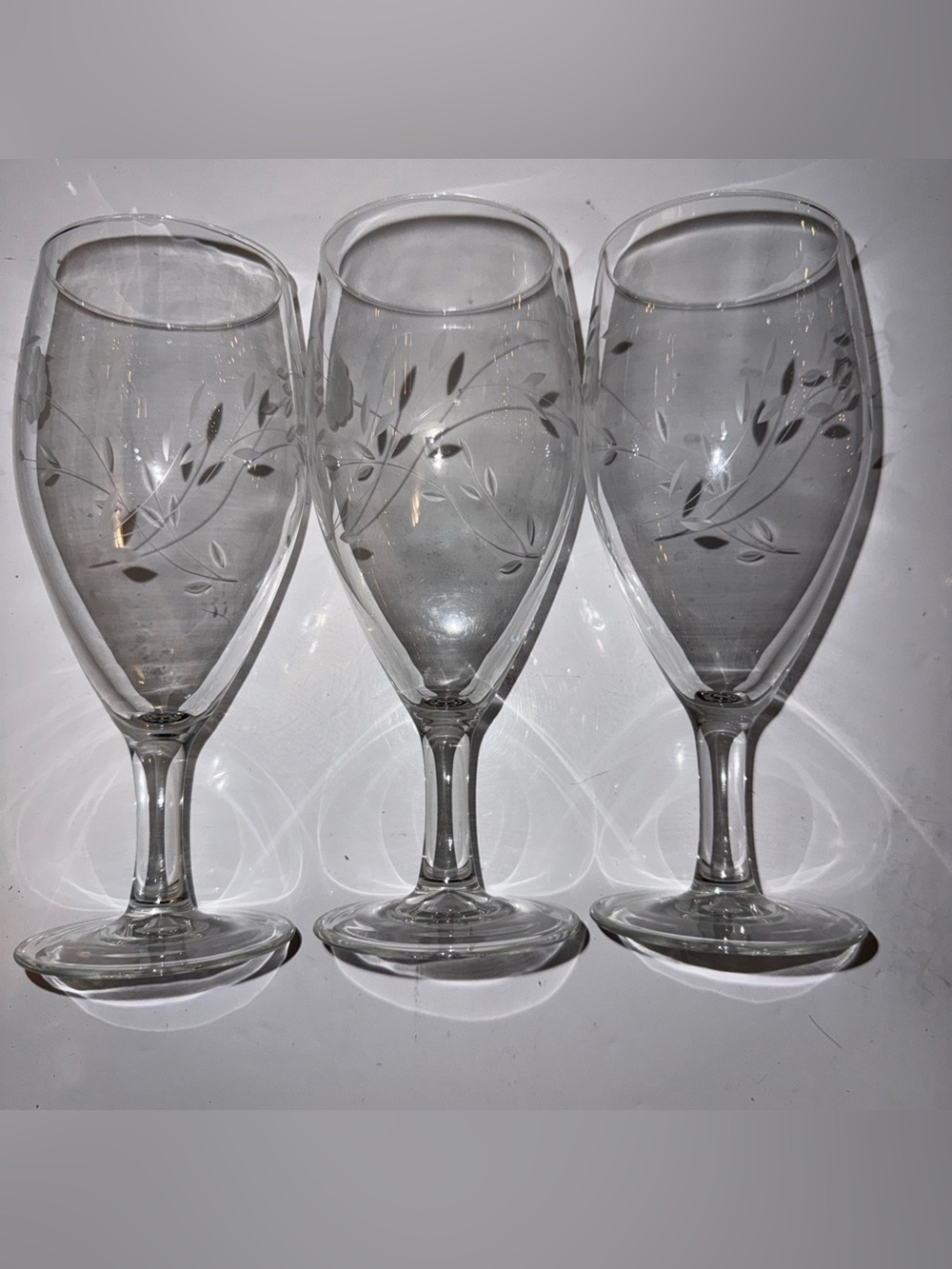 Princess House Heritage Set of (3)TULIP Champagne Flutes Handblown Crystal 8”